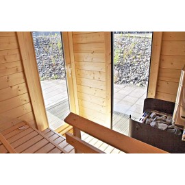 Vus des vitre sauna HArvia Solide Compact extérieur