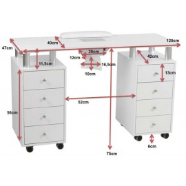 Dimensions table manucure MR01