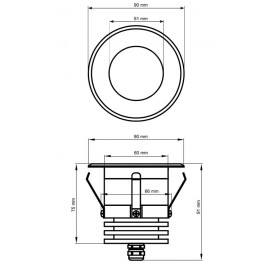 Schéma spot rond LED sauna