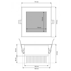 Dimensions spot LED sauna