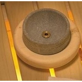 Socle bois avec son bol en pierre pour sauna