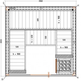 Sauna traditionnel S2020SV plan