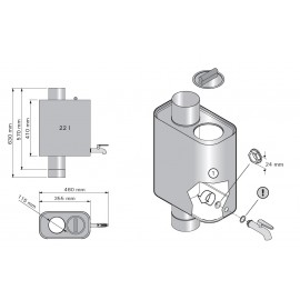 Dimensions réserve eau poêle bois