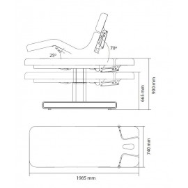 Dimensions table massage TM40