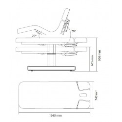 Dimensions table massage TM40