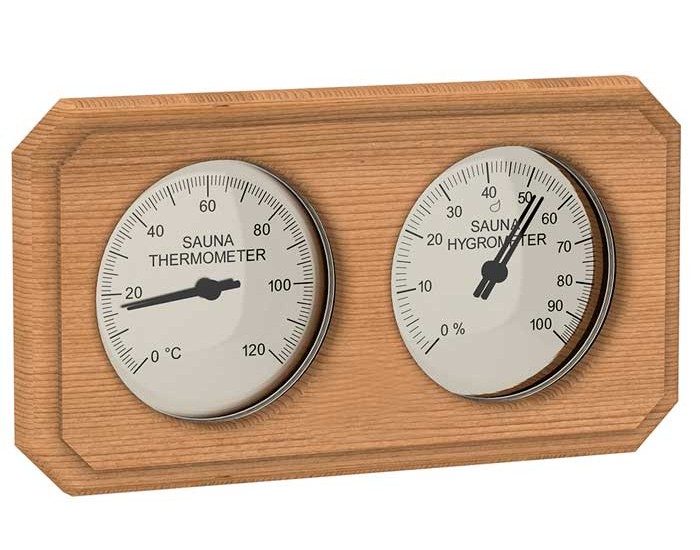2 dans 1 Pin En Bois Sauna Hygrothermograph Thermomètre, Intérieur Humidité  Température Mesure