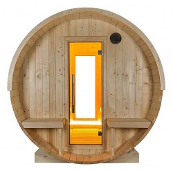 Sauna tonneau ST3 avec grande vitre optionnelle