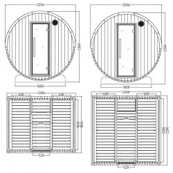 Dimension sauna tonneau ST9