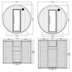 Dimensions sauna tonneau ST8