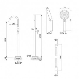 Mitigeur colonne MT6 dimensions