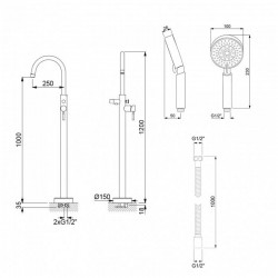 Mitigeur colonne MT7 dimensions