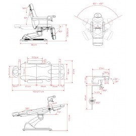 Dimensions fauteuil de gynécologie FP75