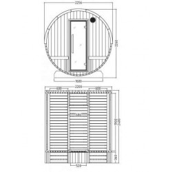 Dimensions sauna tonneau ST12