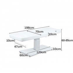 Dimensions table massage TM17