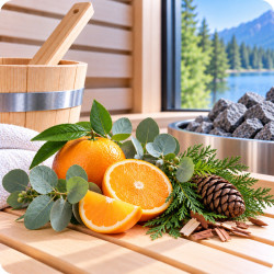 Senteur cèdre eucalyptus orange sauna