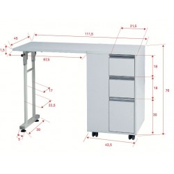 Table de manucure MR16 pliable pour un gain de place dans l'institut