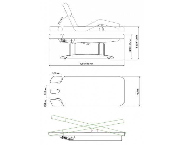 Table de massage TM59 toute électrique et stable à double pied central