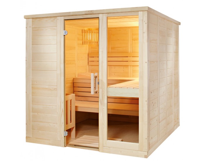 Sauna en panneaux de bois massif