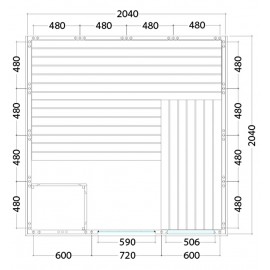 Plan du sauna en panneaux de bois massif